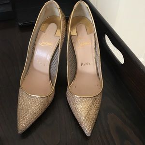 Christian Louboutin gold mesh heels