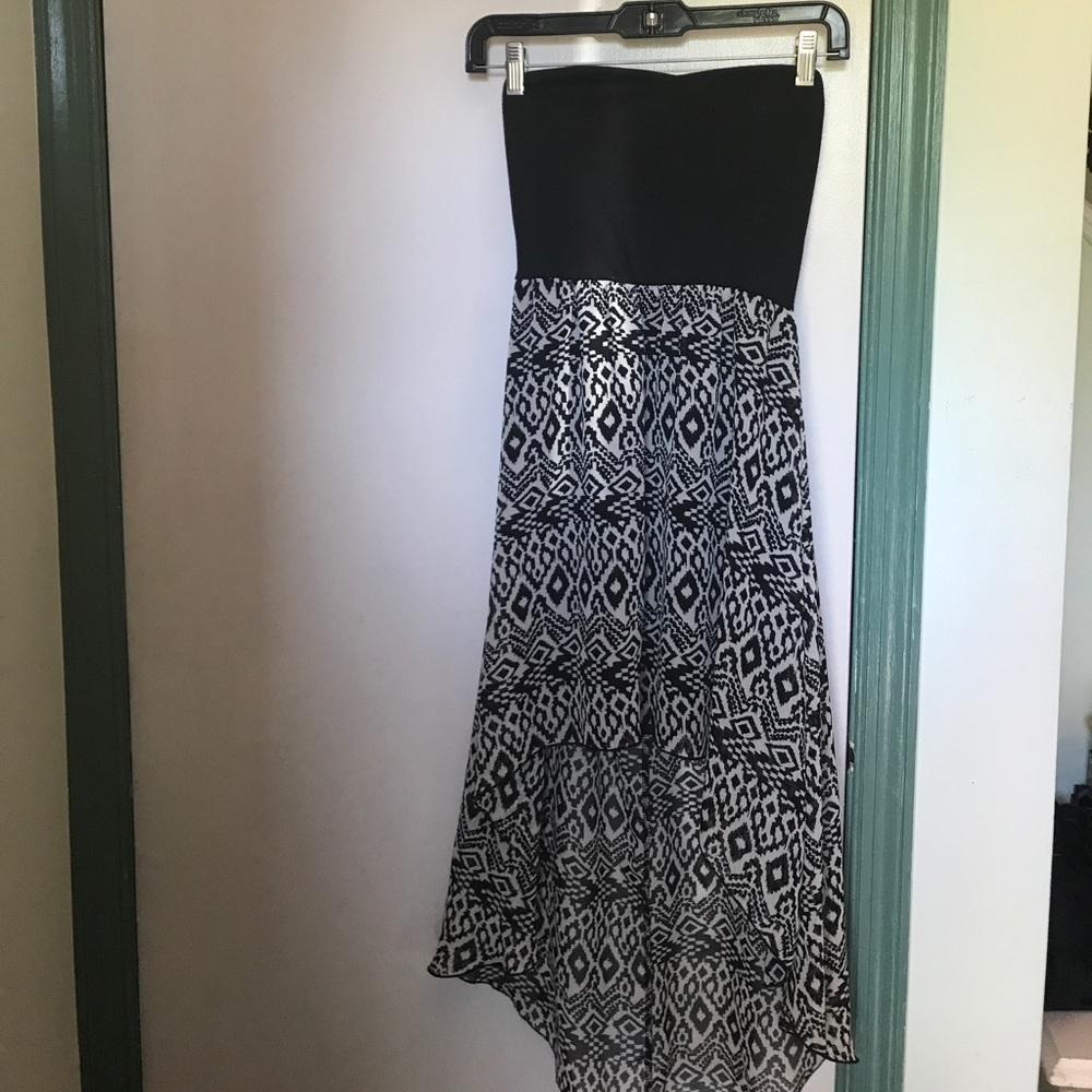 High-low sheer strapless Aztec pattern dress 💞
