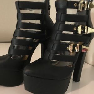 Black Leather Platform Heels