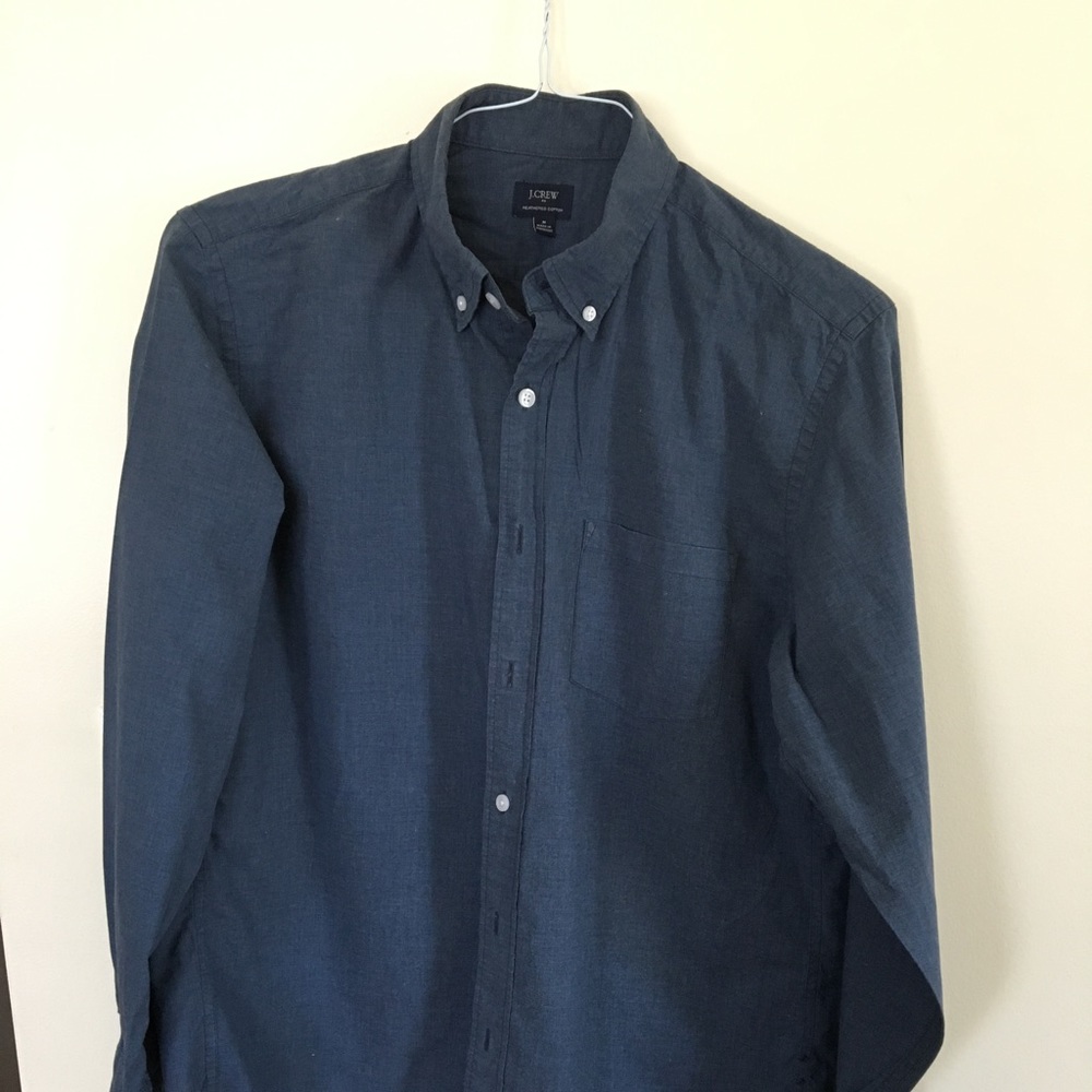 J Crew Heathered Cotton Button-Up Shirt