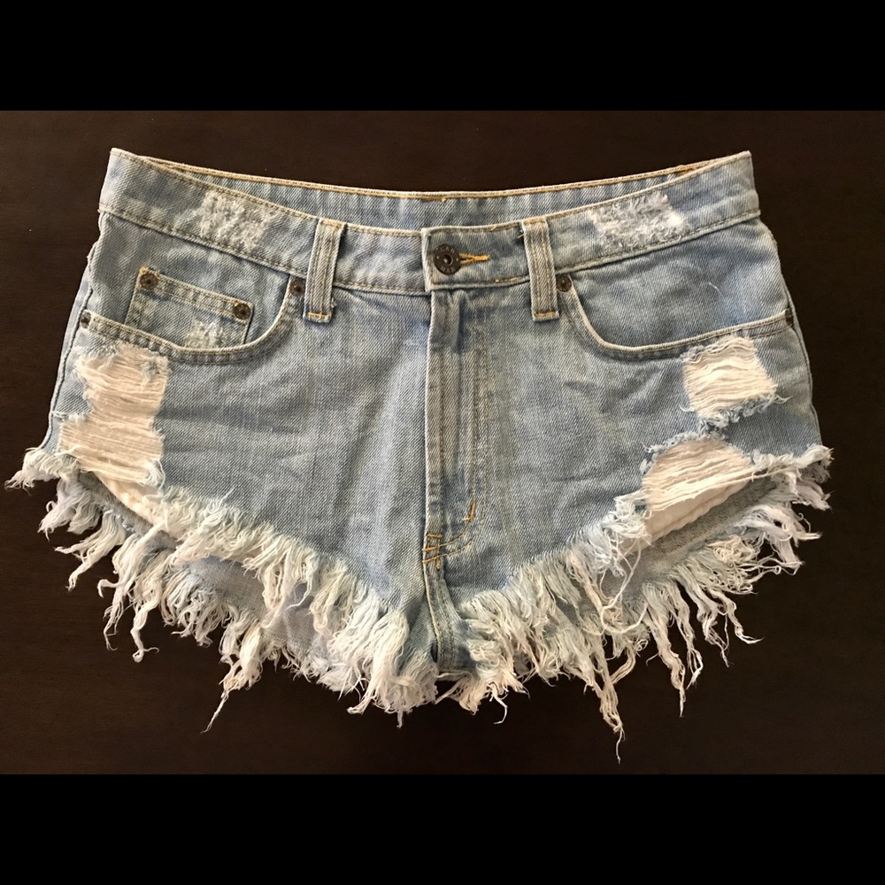 LF distressed denim shorts
