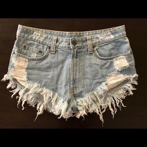 LF distressed denim shorts