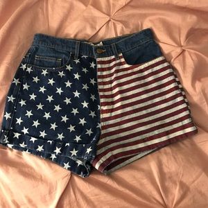 NWOT American apparel American flag jean shorts