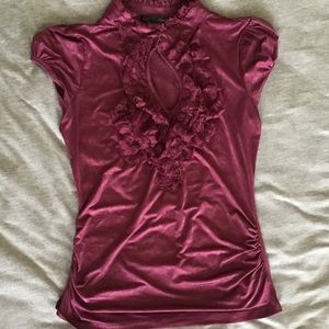 Purple blouse with keyhole opening
