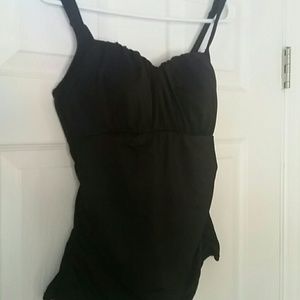 Size 10 LANDS END Black Swim Tankini Top