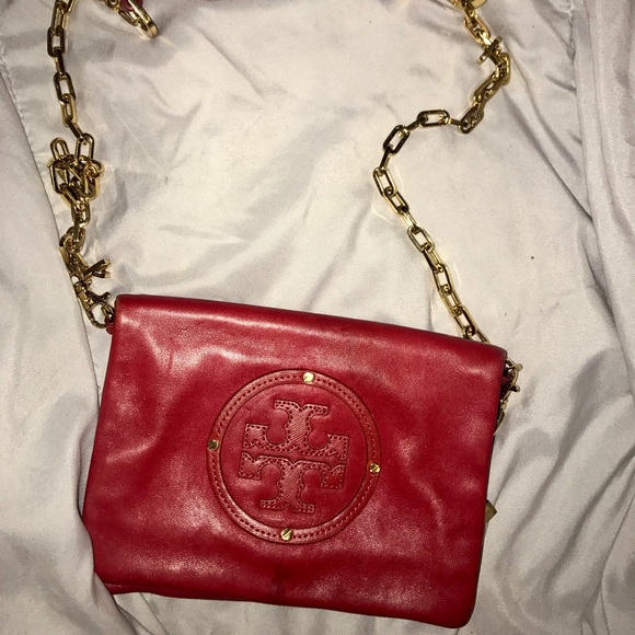 Tory Burch off the shoulder red clutch