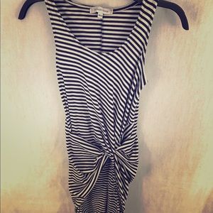 Black & white striped knotted dress