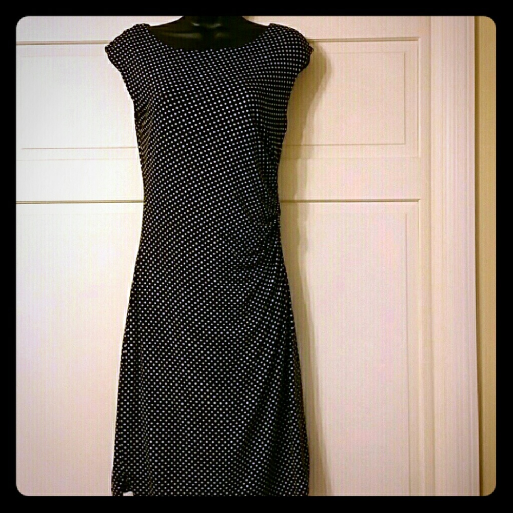 LOFT Navy Polka-dot Dress