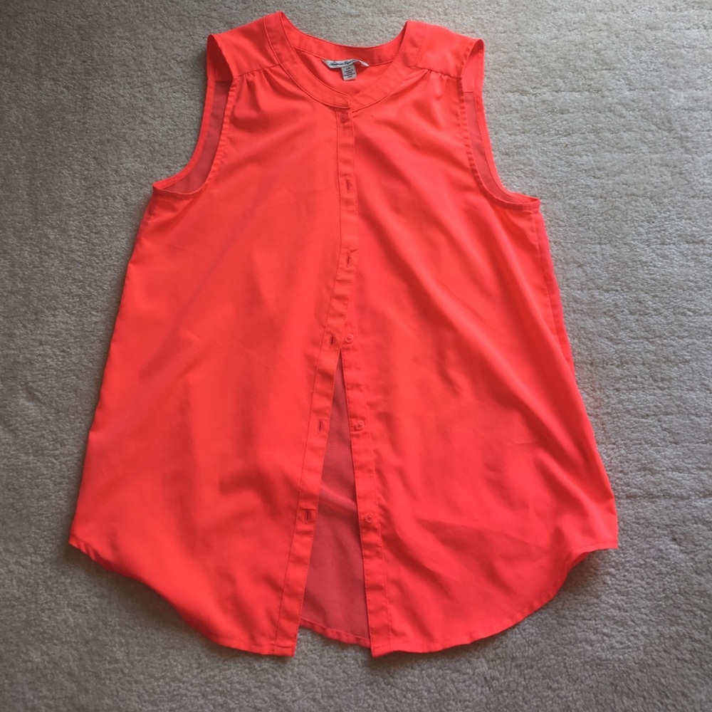 Neon orange/ pink button top