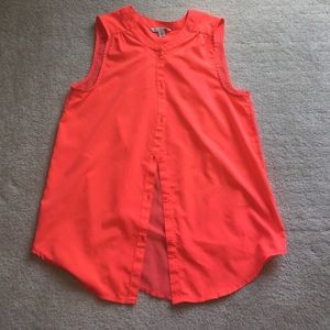 Neon orange/ pink button top