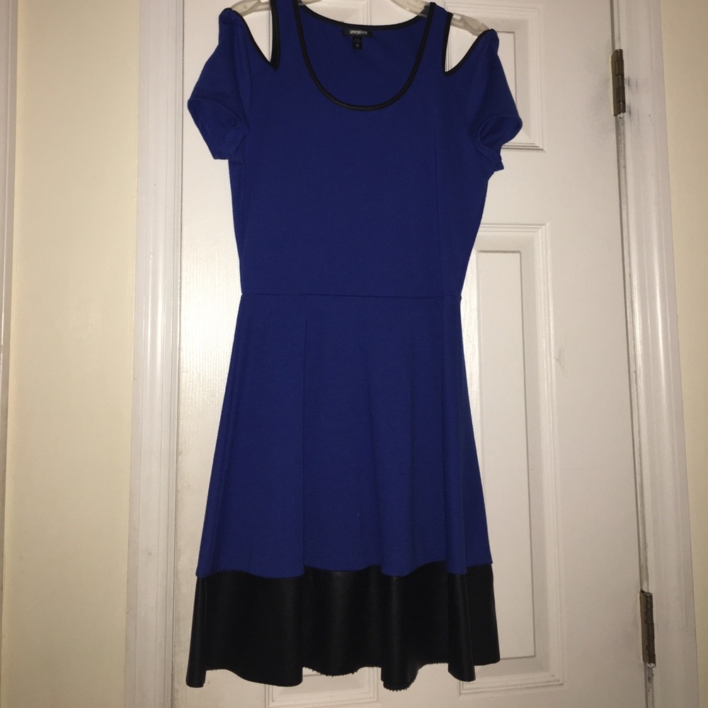Blue dress w/ leather accents