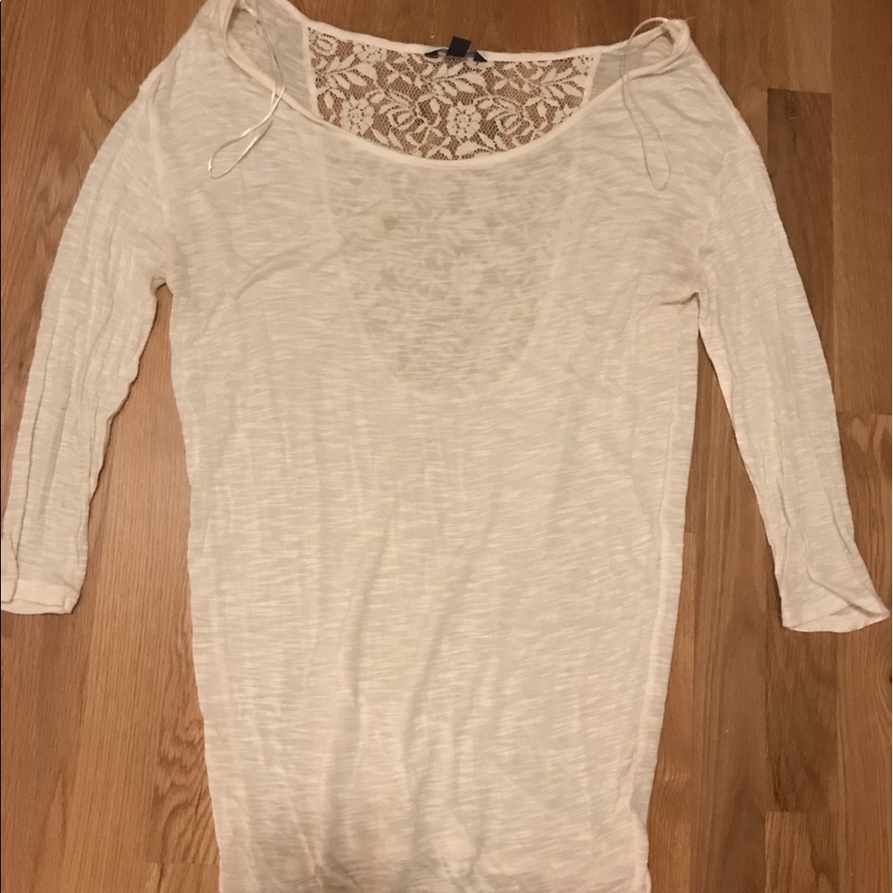 White/ivory three quarter sleeve shirt