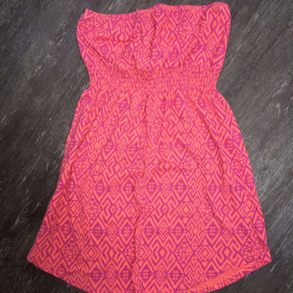 Strapless pink/purple summer dress