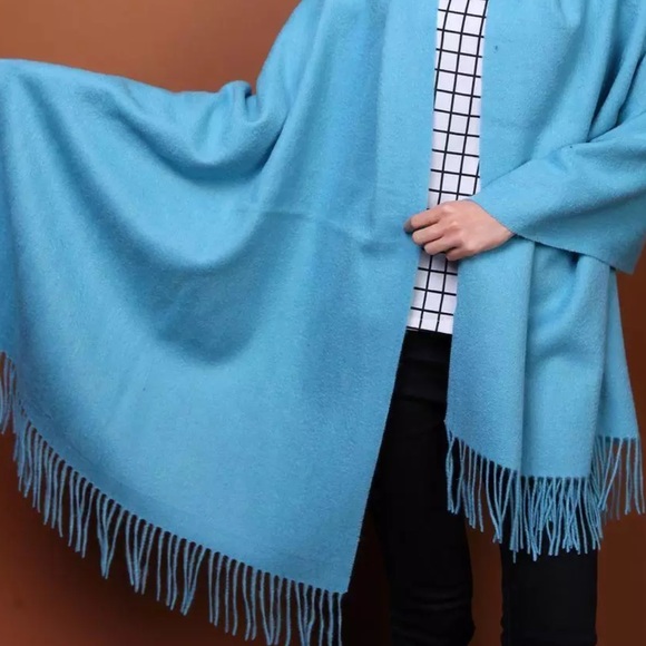 100% CASHMERE TURQUOISE PASHMINA - Picture 8 of 8