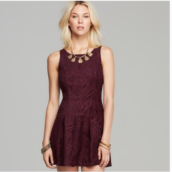 Free People Chenille Zebra Drop Waist - Mulberry - Picture 1 of 3