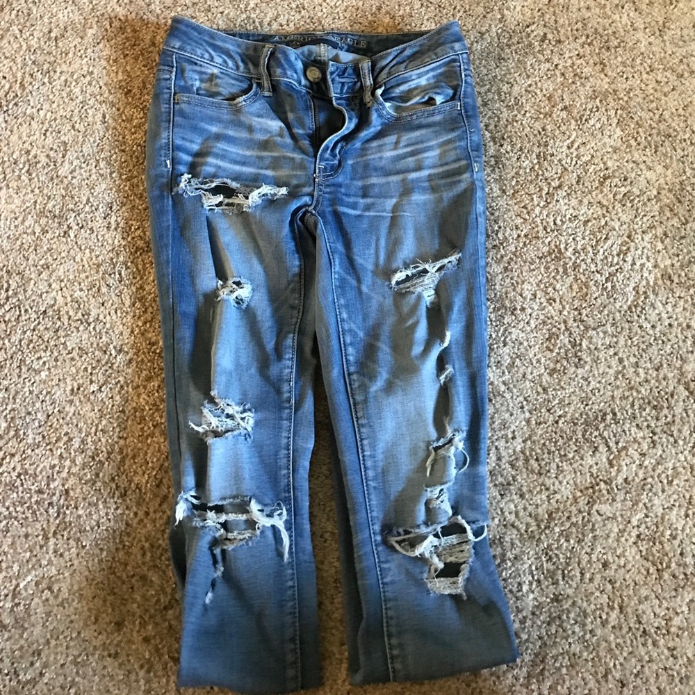 american eagle super stretch distressed jegging