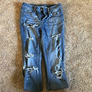 american eagle super stretch distressed jegging
