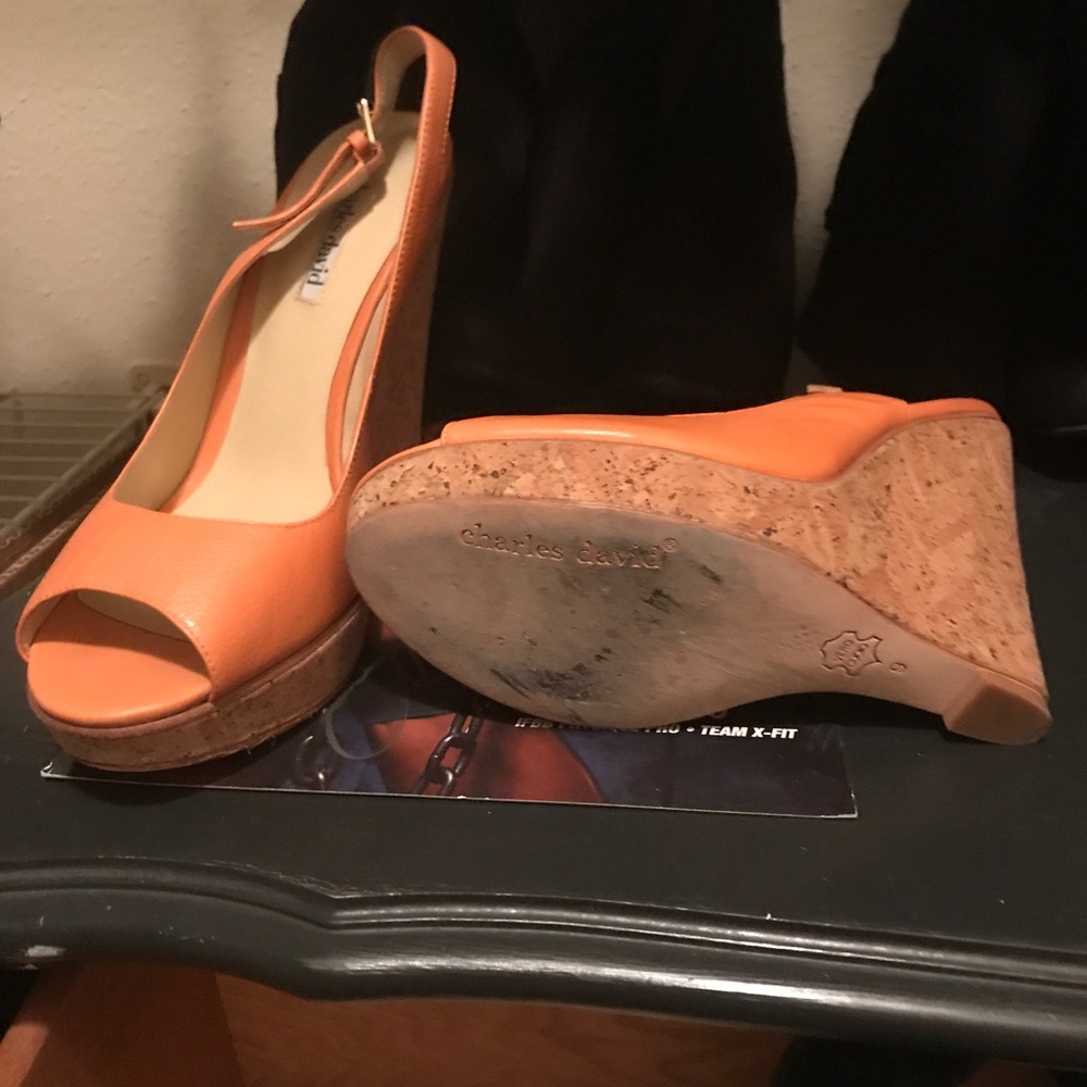 SUMMER SALE! Charles David peach wedges