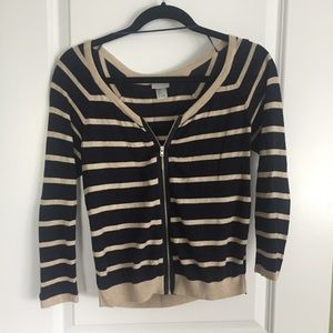 Striped zipper-up sweater