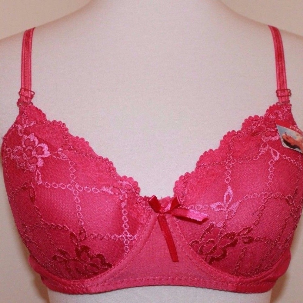 36C Pink Lace Lined Full Figure Underwire Bra NWT