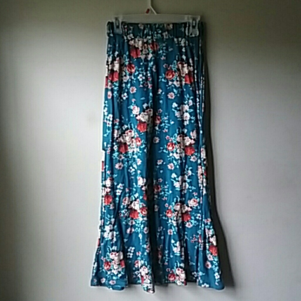flowy floral skirt