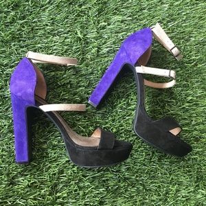 Free People suede colorblock block heels