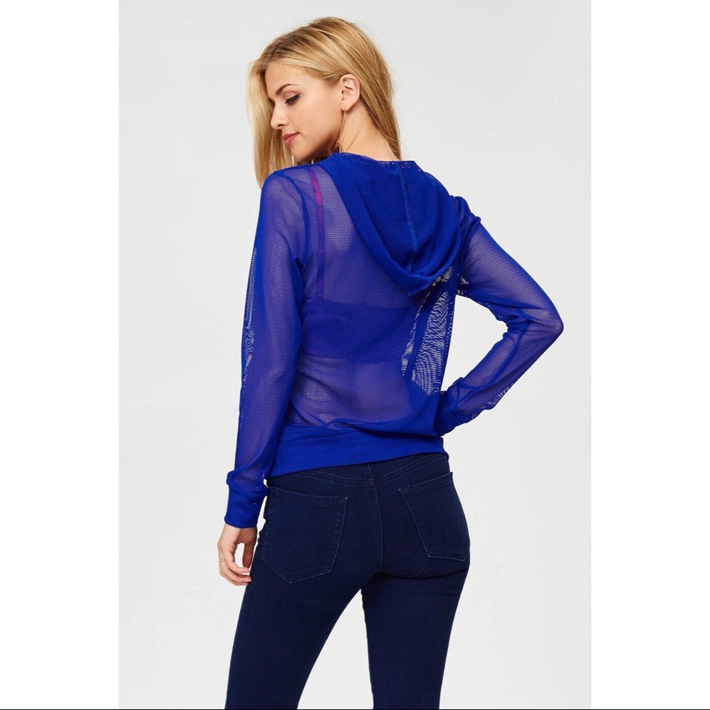 Perforated Royal Zipper Hoodie - Picture 2 of 5