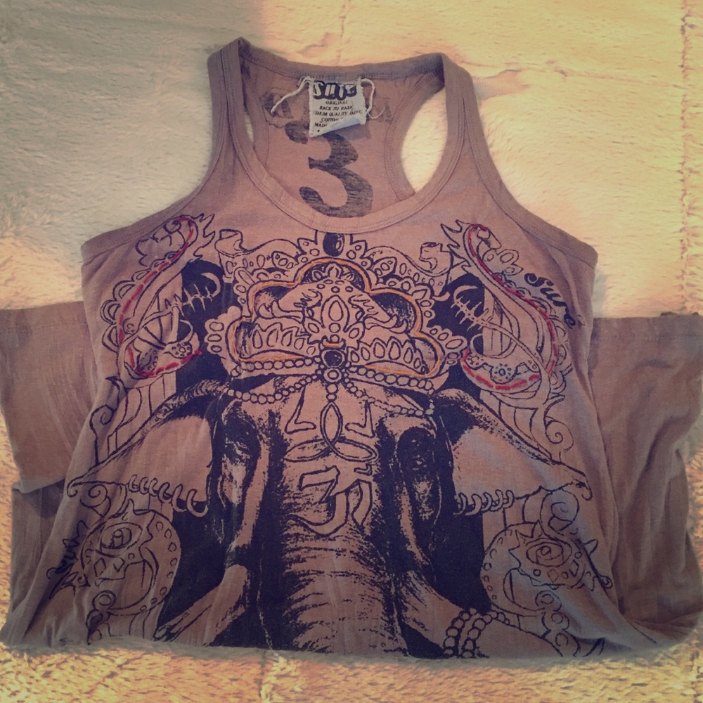 Sure | Tunic Halter w/ Elephant Embroidery, Size L