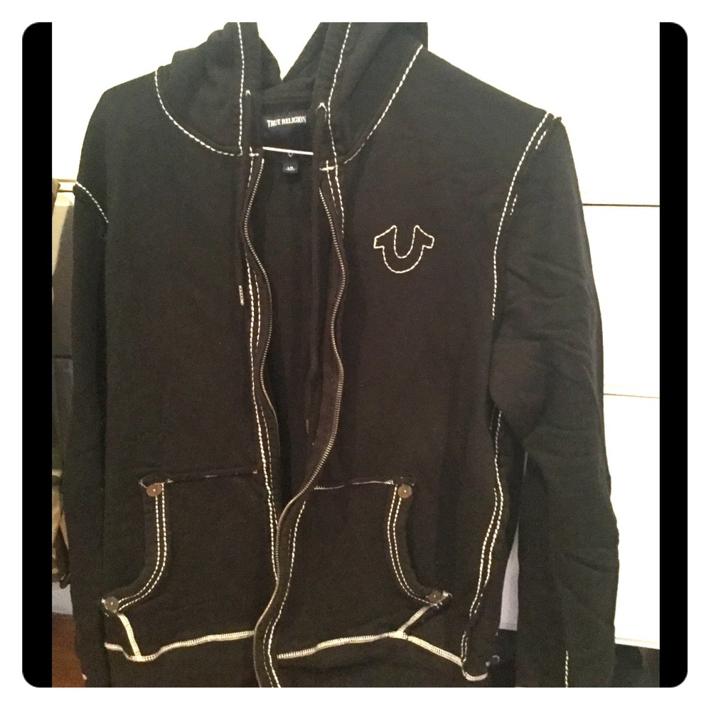 BLACK True Religion Full Zip Hoodie