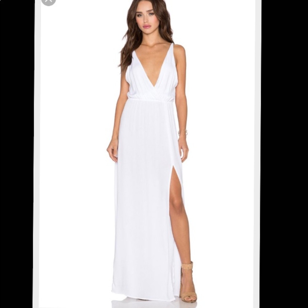 Blue life white goddess maxi dress NWOT