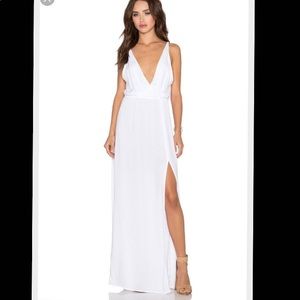 Blue life white goddess maxi dress NWOT