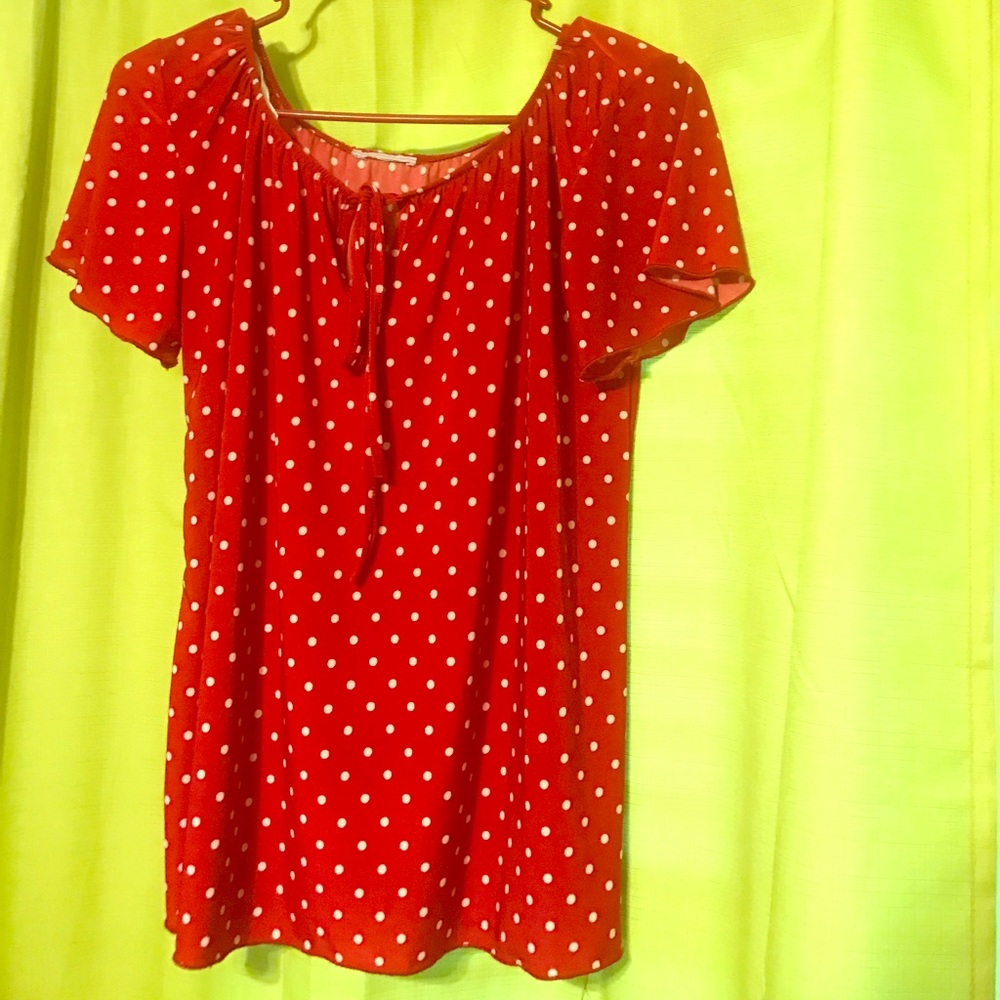 Plain red polka dot shirt