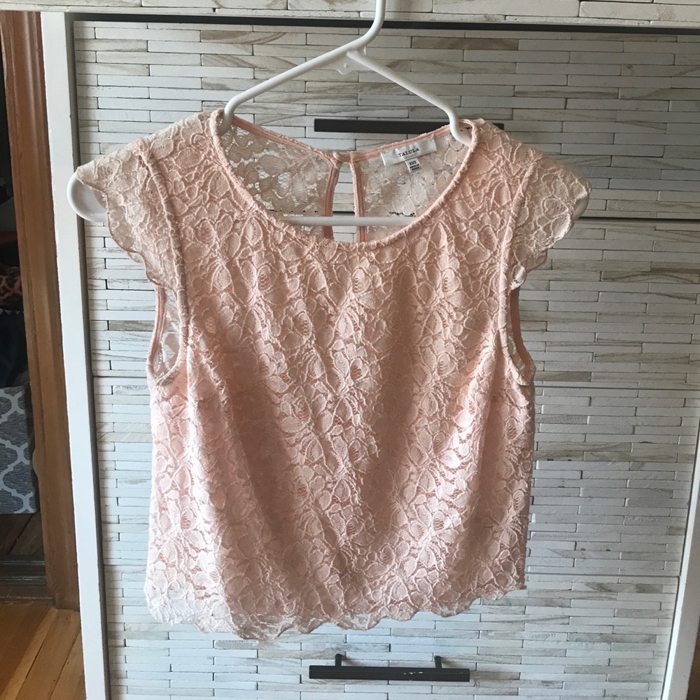Aritzia Talula Pink Lace Crop Top XXS