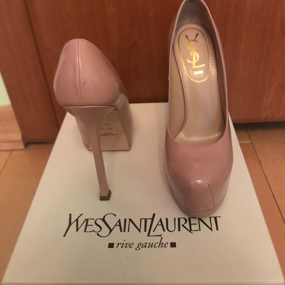 YSL PASTEL PINK PLATFORM HEELS