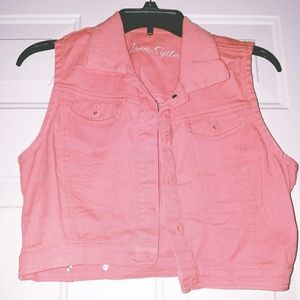 Juniors/womens cropped denim vest