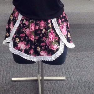 Black and pink floral lace shorts