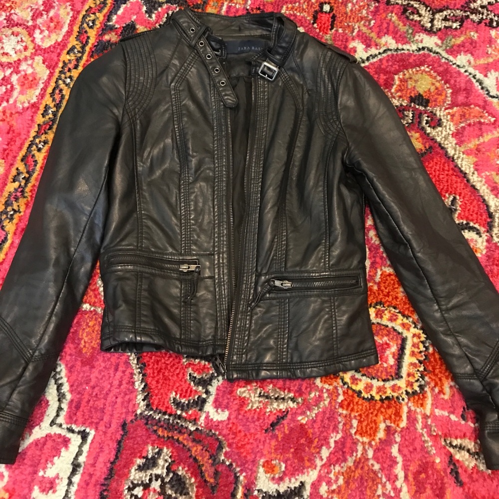 Black leather motto jacket