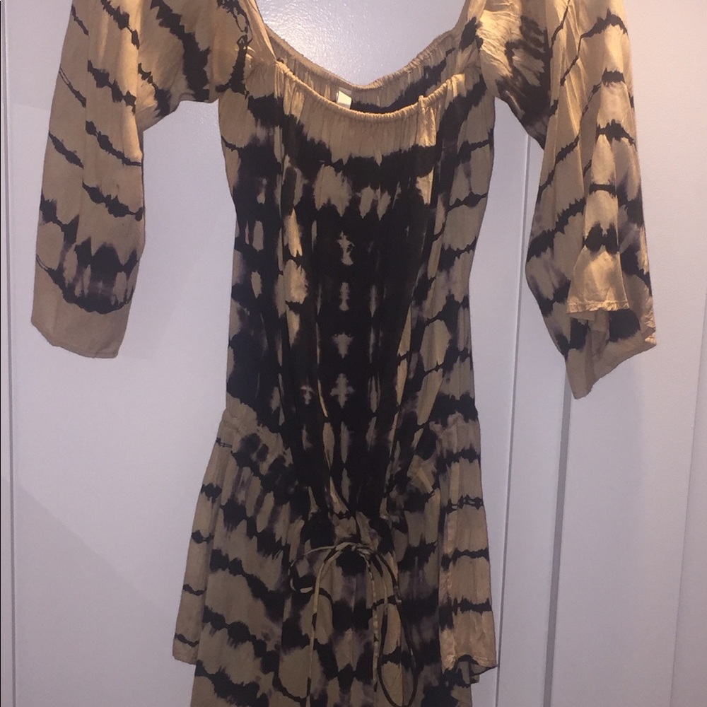 Tan and black tie dye romper