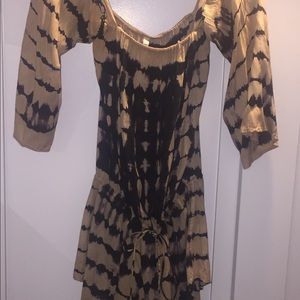 Tan and black tie dye romper