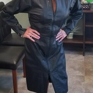 Black leather vintage dress