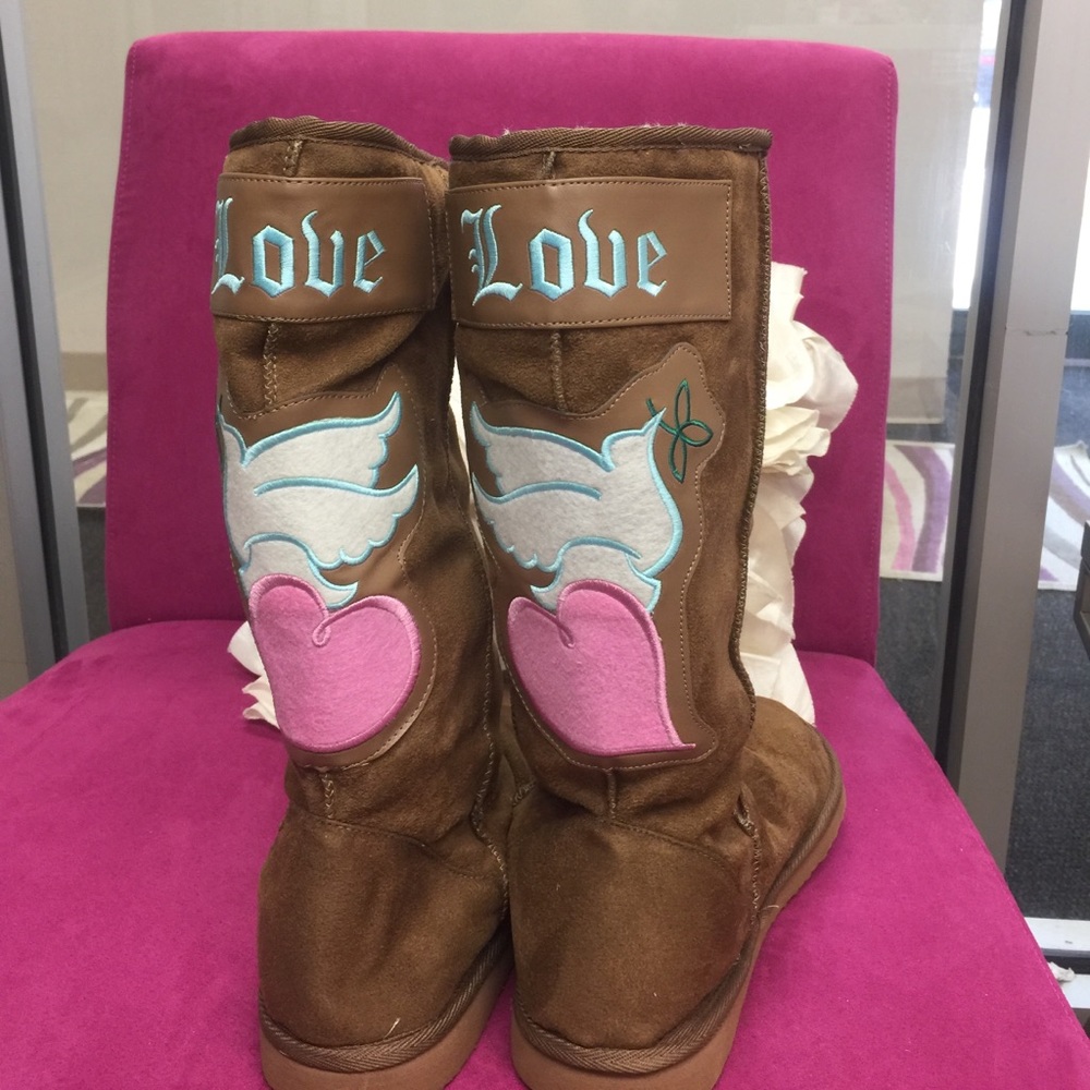 Cute Brown Suede Fleece Tall Boots, 9, NWT