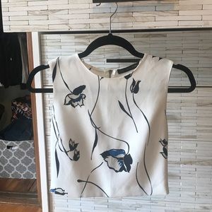 NWOT Zara Basic Blue Floral Print Crop Top XS
