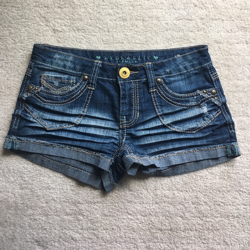Embroidered jean shorts