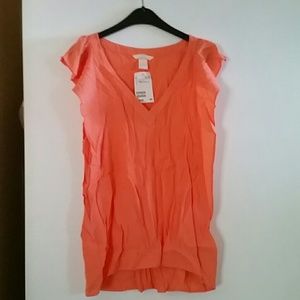 Woman Blouse Short Sleeve Orange Size 4