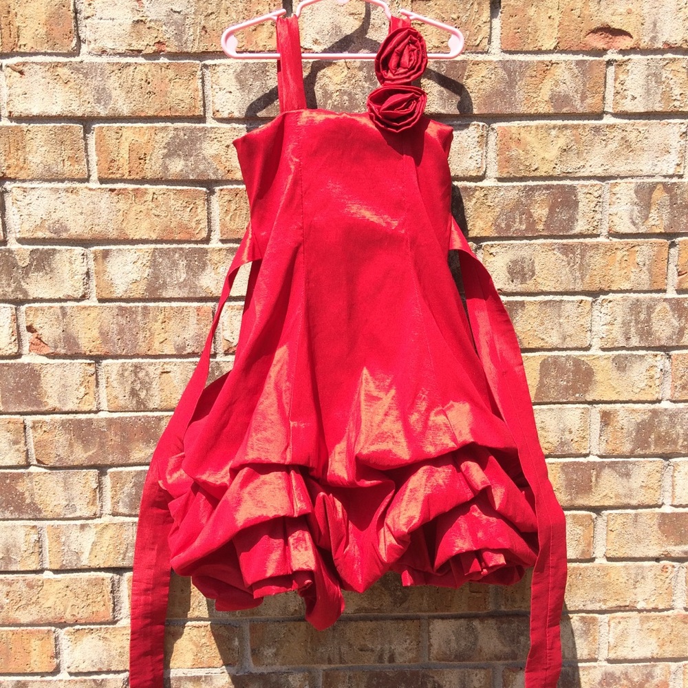 Dorissa red little girls dress size 8