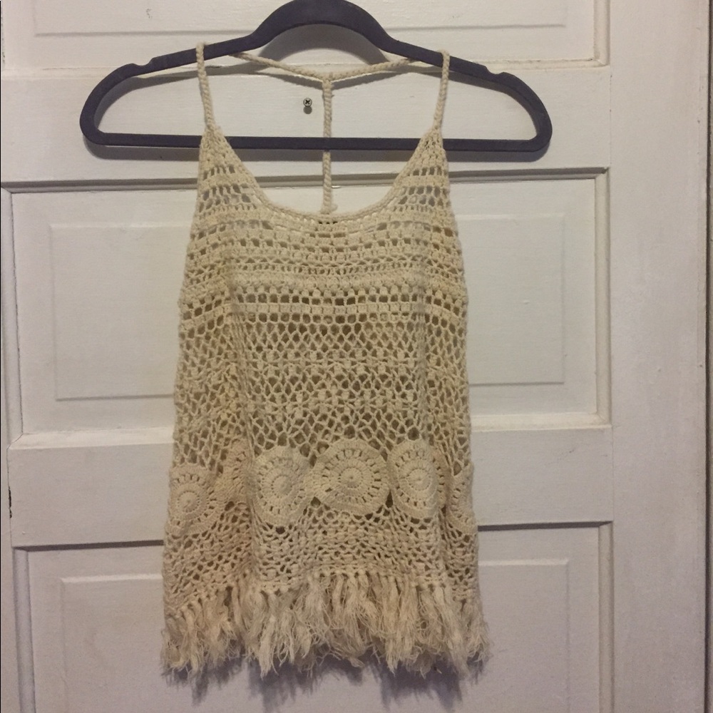Cream Crochet Tank top