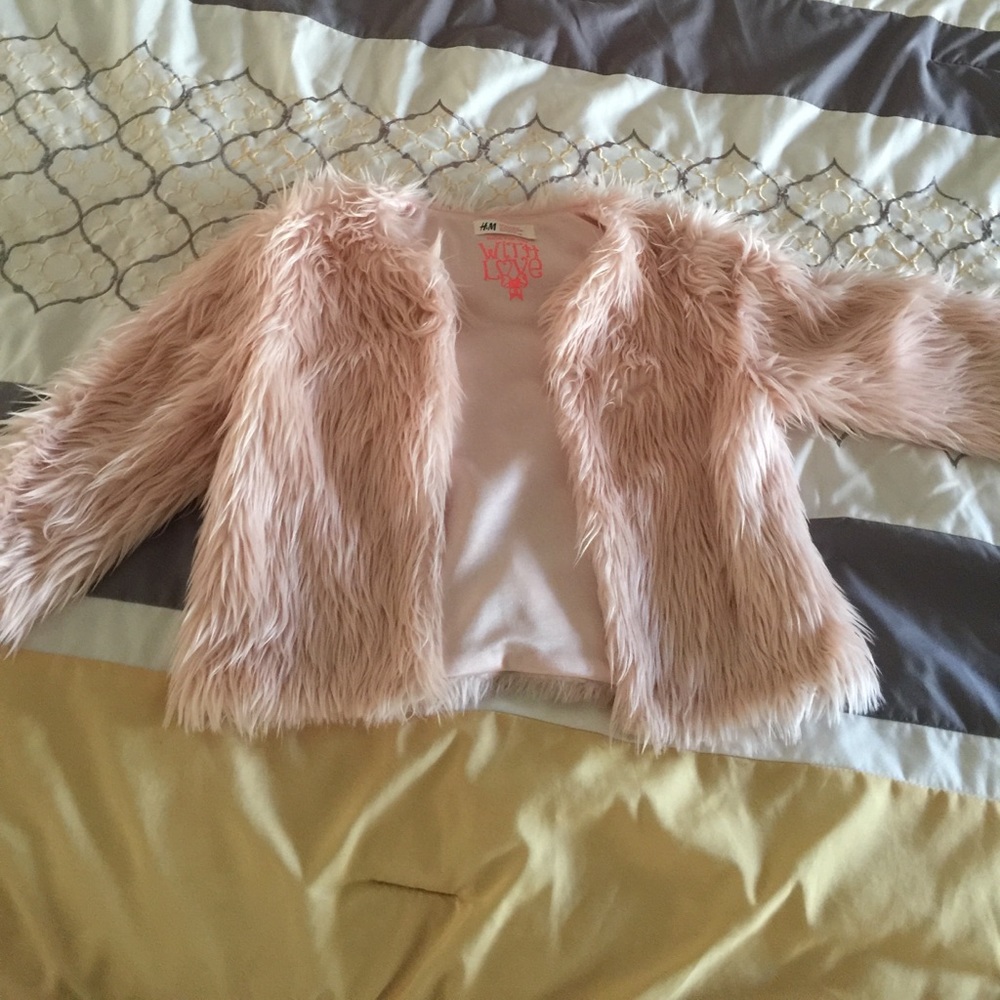 Girls baby pink faux fur sweater