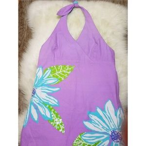 LILLY PULITZER GIRLS LAVENDER FLORAL HALTER DRESS