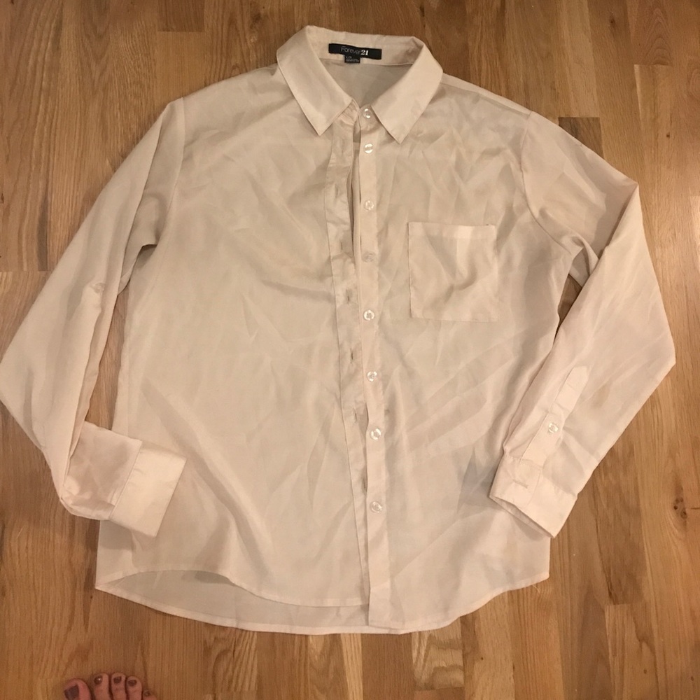 White/ivory long sleeved button up shirt