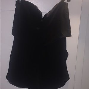 Aqua black strapless romper with pockets